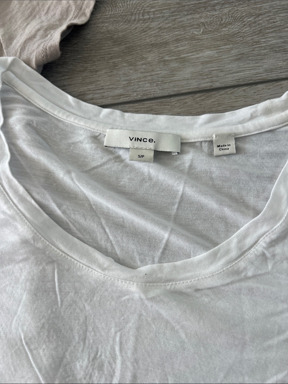 Vince set of 2 cotton neutral Short Sleeve Tees - White & Light Beige small - Picture 3 of 6